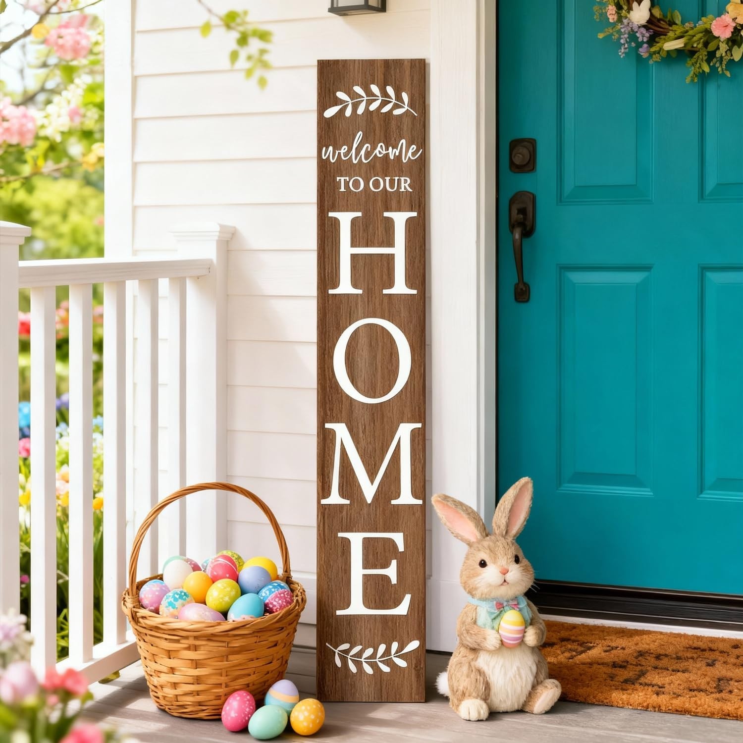 Welcome Sign for Front Porch, 47" Large Wooden Welcome to Our Home Sign Door ... Welcome Sign for Front Porch, 47" Large Wooden Welcome to Our Home Sign Door ...