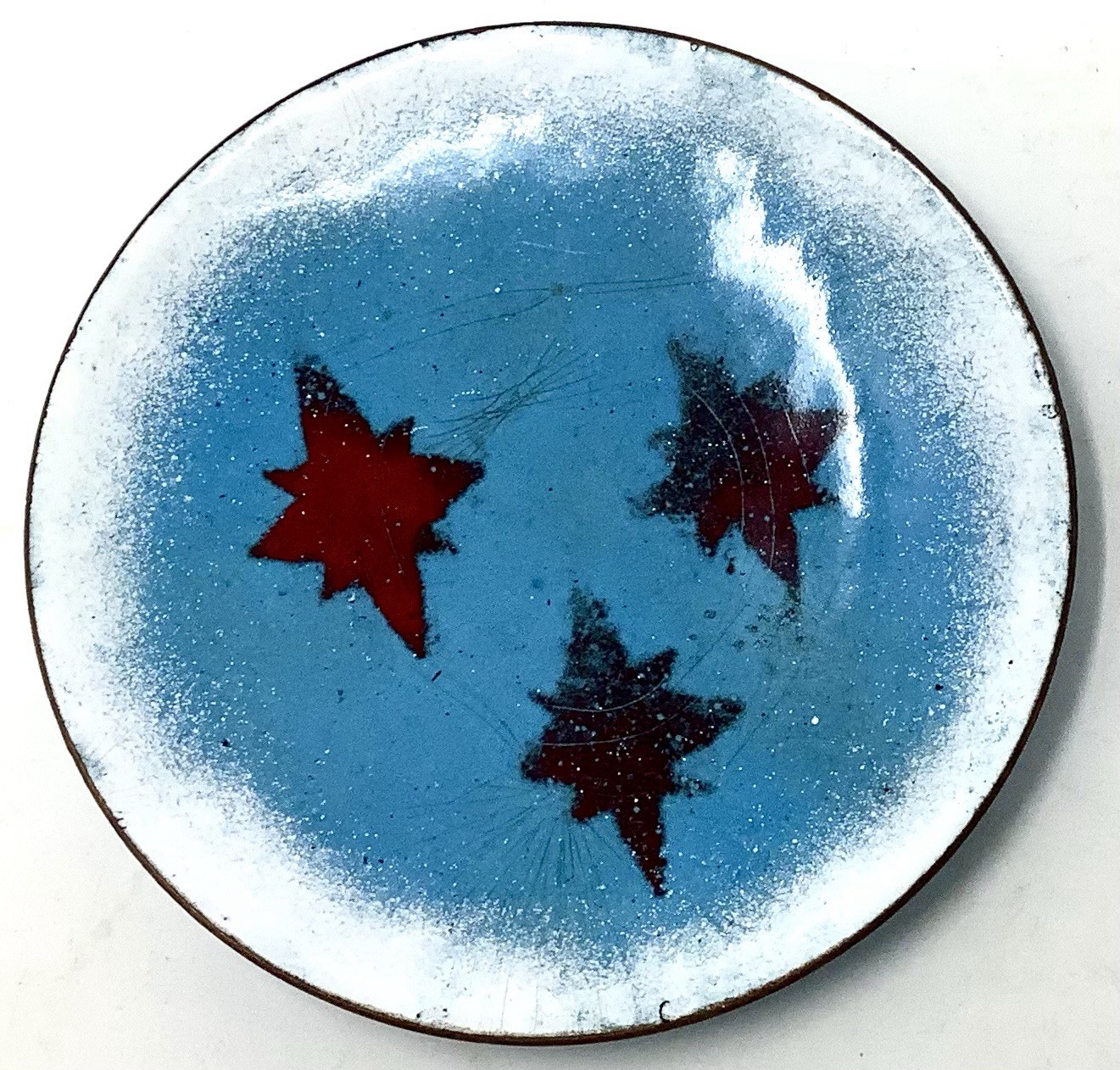 VTG Mid-Century Modern Enamel on Copper Atomic Starburst Trinket Dish Plate 4” VTG Mid-Century Modern Enamel on Copper Atomic Starburst Trinket Dish Plate 4”