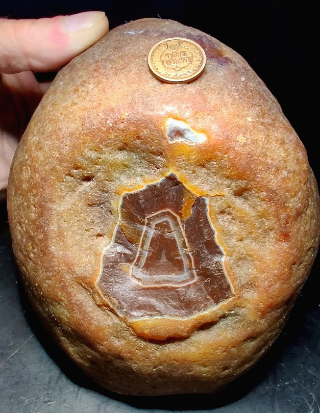XXL Brazilian Agate: OVER 6.5lb, BIG Banded Window, High Parallax Iris Potential XXL Brazilian Agate: OVER 6.5lb, BIG Banded Window, High Parallax Iris Potential