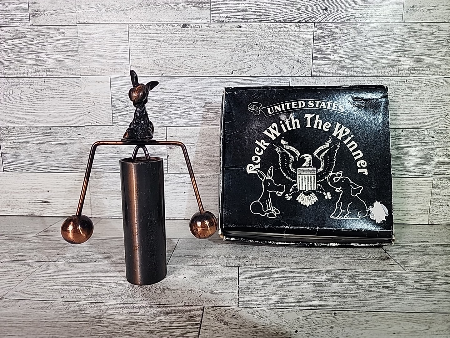 Vintage Political Democrat Copper Donkey Balancing Desktop Toy Loui Michel Cie