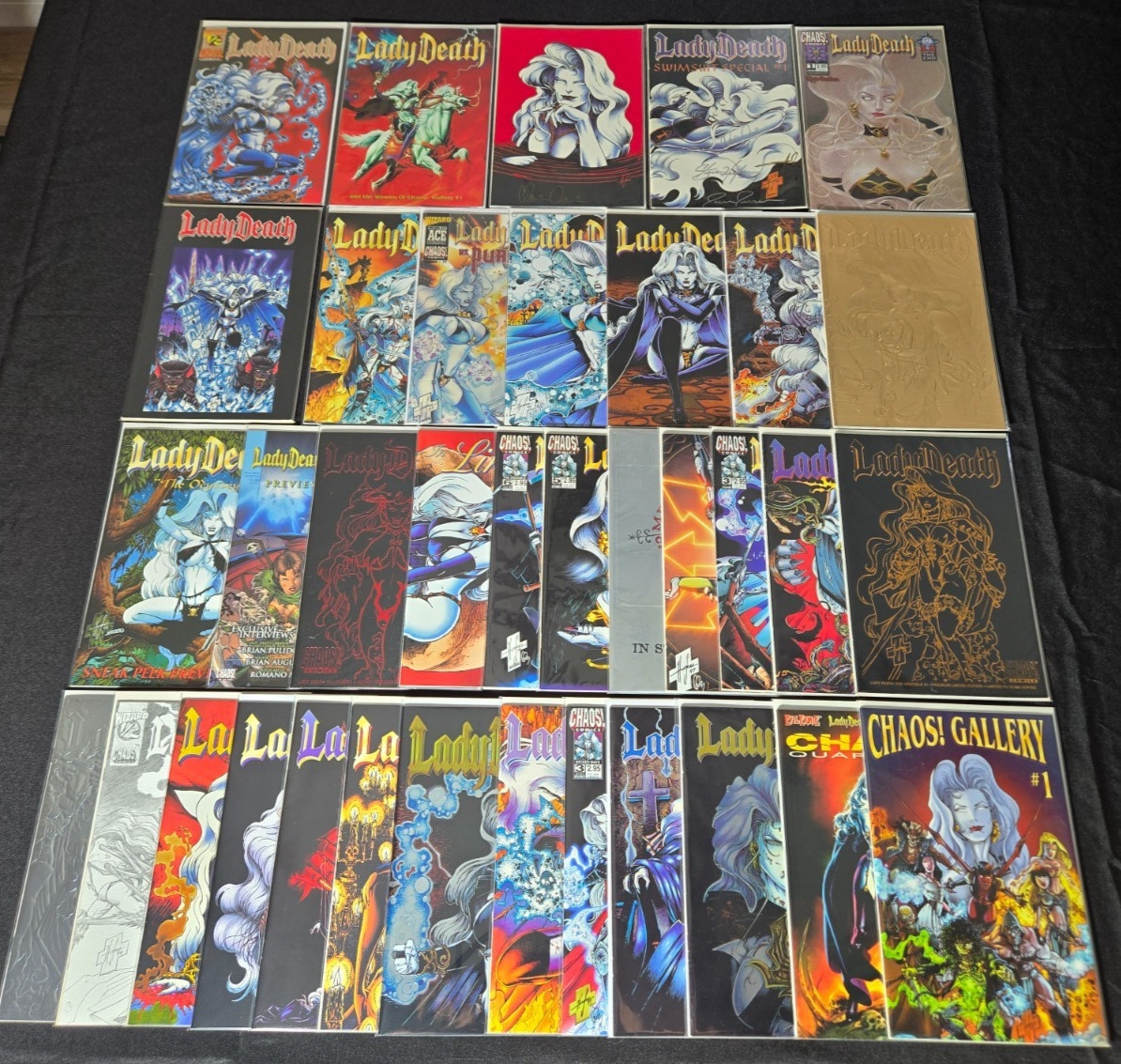 AnotherTime Lot of 36 Lady Death Comic Books Signed Pulido Hughes Chaos 1994 #1 AnotherTime Lot of 36 Lady Death Comic Books Signed Pulido Hughes Chaos 1994 #1