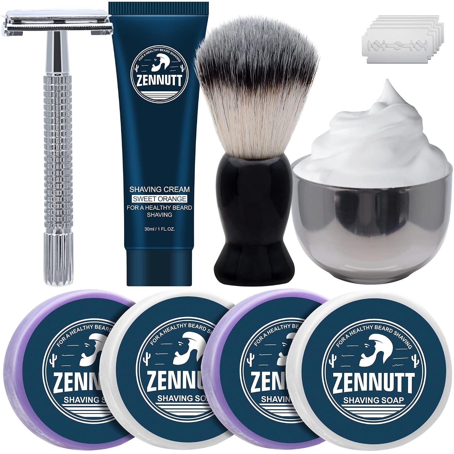 Men's Shaving Kit: 4 Soaps, Bowl, Brush, Cream - Gift for Him Men's Shaving Kit: 4 Soaps, Bowl, Brush, Cream - Gift for Him