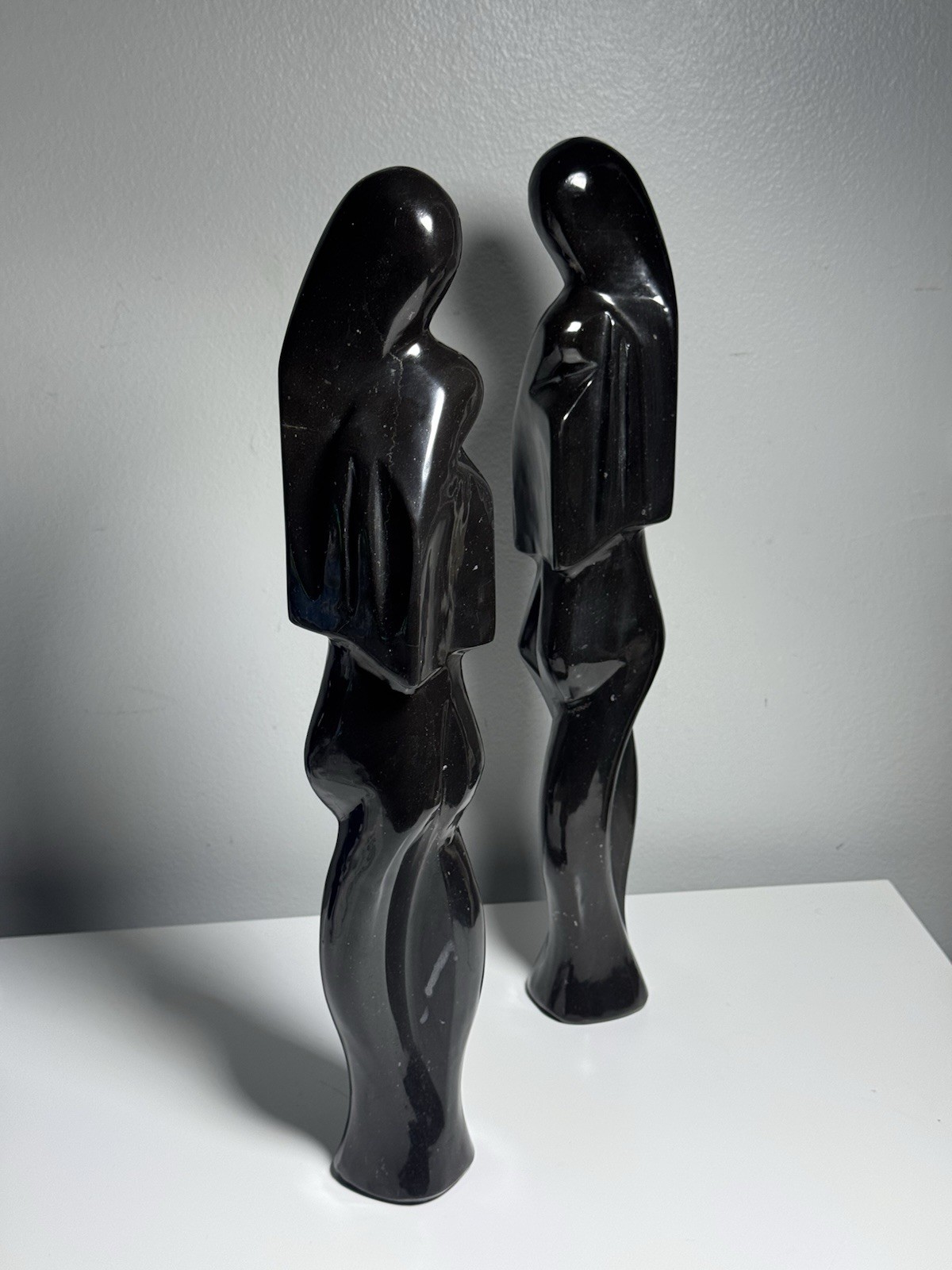 Vintage Black Onyx Abstract Female Sculptures PAIR – Mid Century Modern