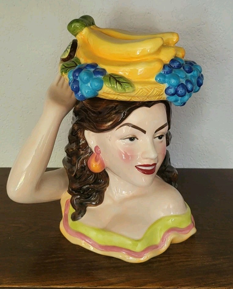 Tropical Woman Carmen Miranda Chiquita Bananas Cookie Jar Casual Home 12" Tropical Woman Carmen Miranda Chiquita Bananas Cookie Jar Casual Home 12"