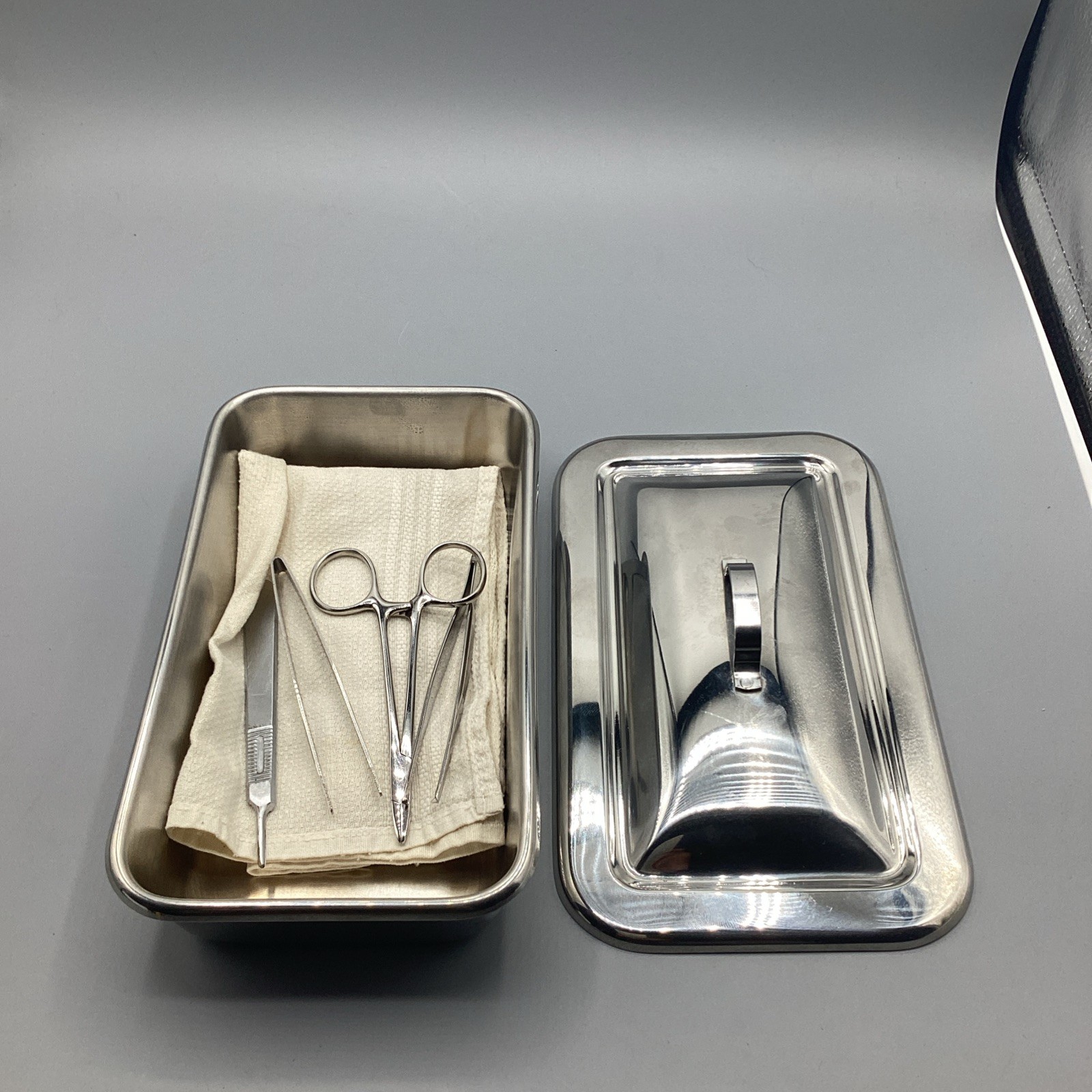 Vintage Vollrath Stainless Steel Instrument Tray W/Medical Tools *Estate Find*