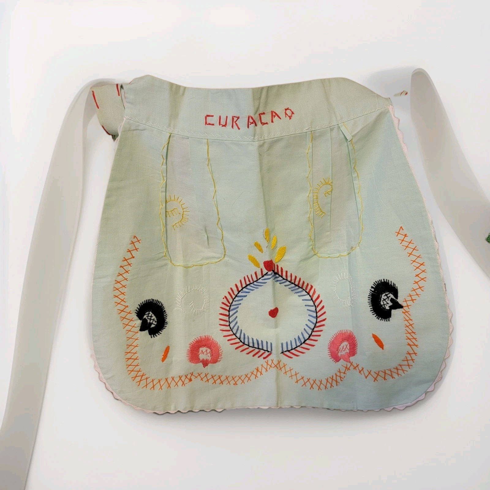 Curacao Dutch Caribbean Souvenir Handmade Apron Vintage Mid Century Curacao Dutch Caribbean Souvenir Handmade Apron Vintage Mid Century