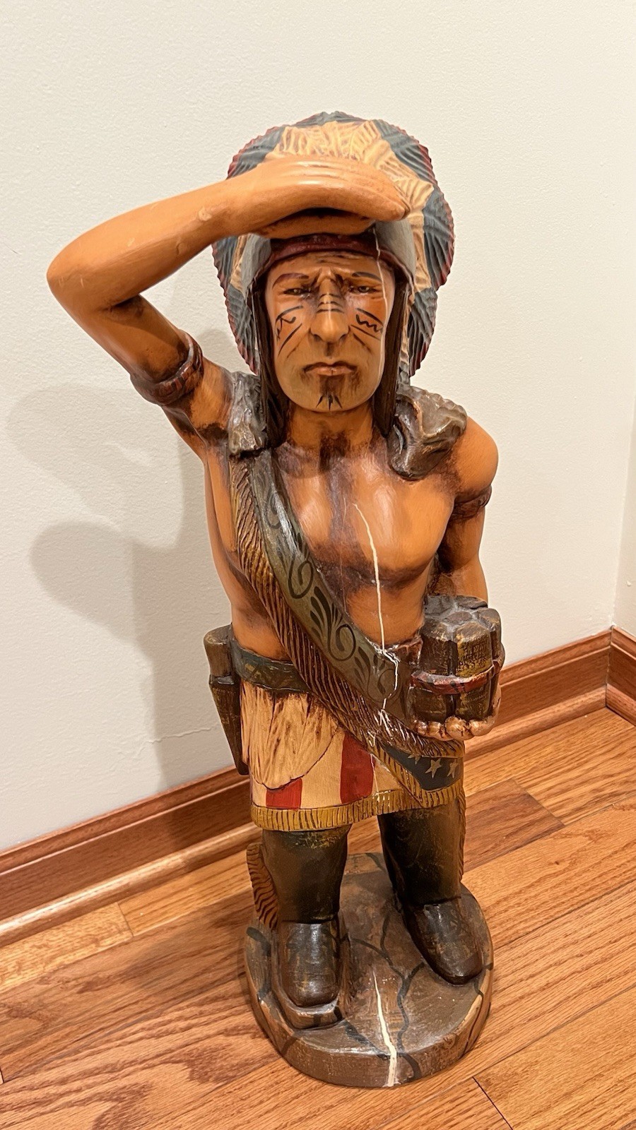 Vintage 25” Carved Wooden Indian