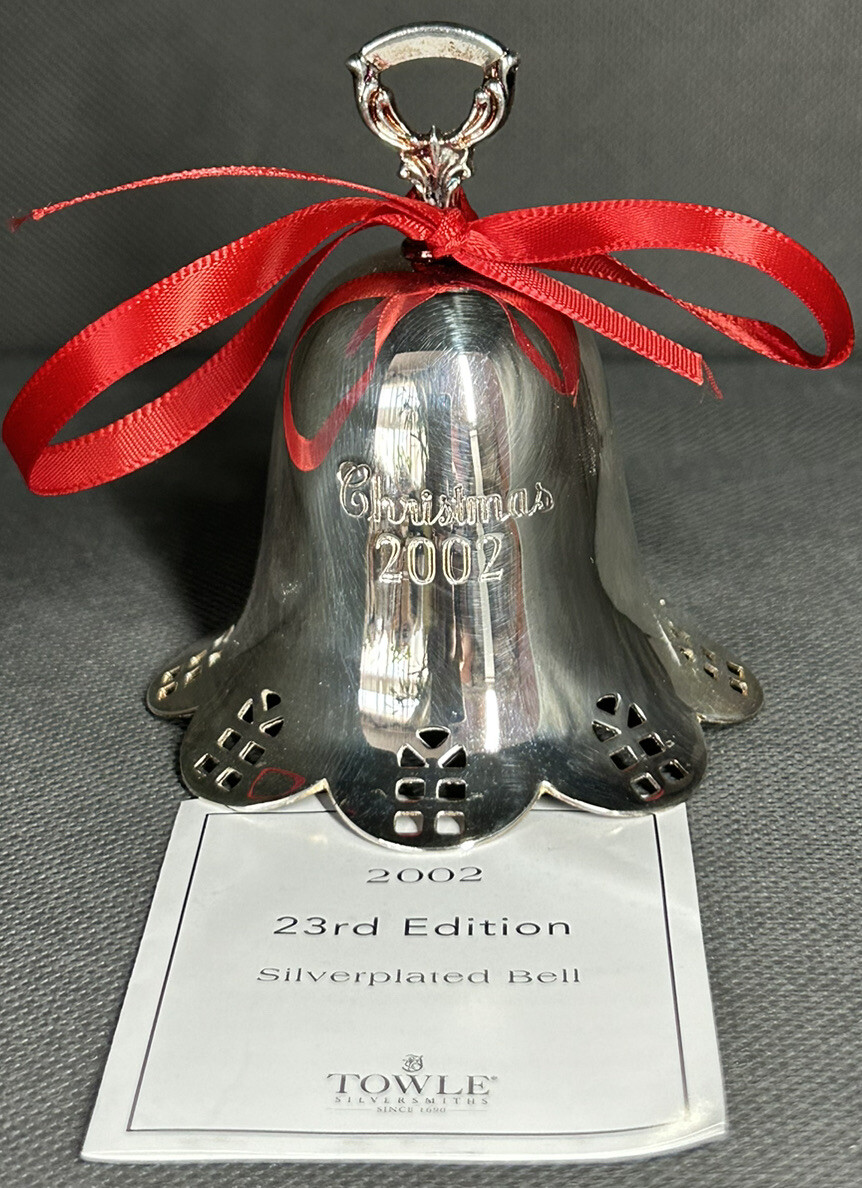Towle 2002 Pierced Silver Plate Christmas Bell 23rd Edition New With Tags & Box