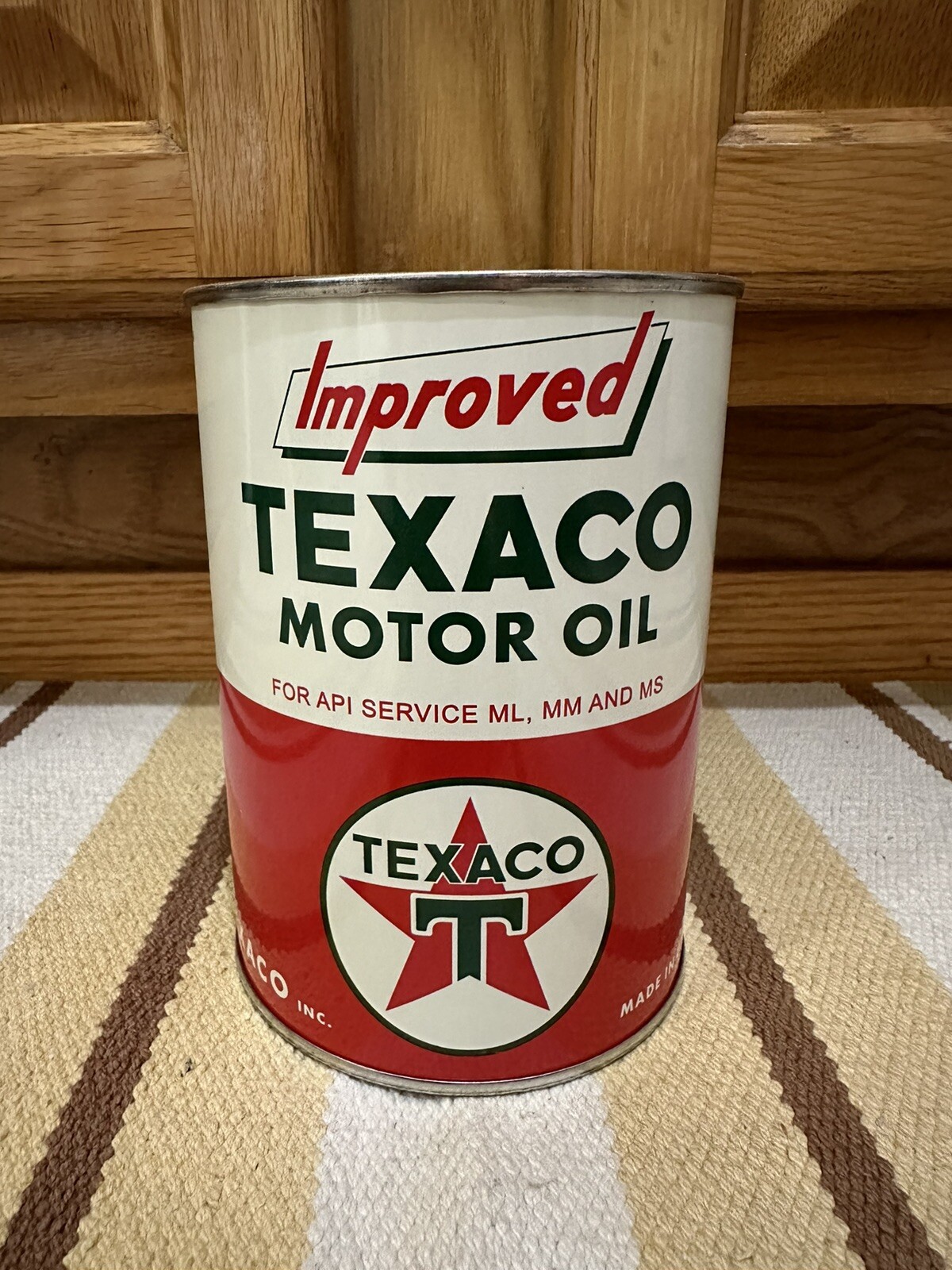 Texaco Motor Oil Can Empty 1 Quart Gas Garage Parts Sign Vintage Style Decor Texaco Motor Oil Can Empty 1 Quart Gas Garage Parts Sign Vintage Style Decor