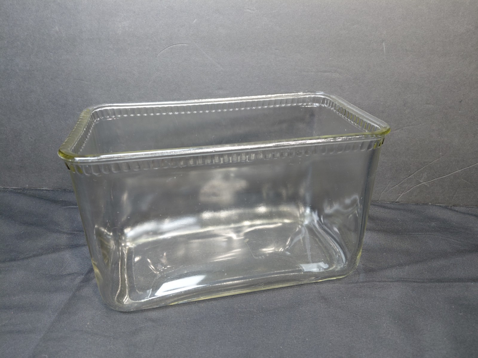 Antique 1920-1930s Clear Glass Wet Battery Box Ribbed Edge 9.5"x5.5"x5.75"