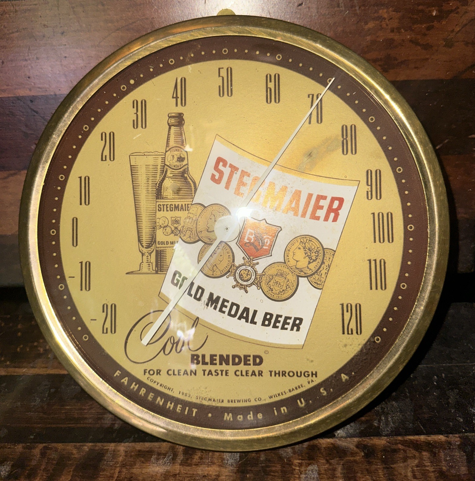 1950's Stegmaier Beer Gold Medal Beer Thermometer - WORKS 1950's Stegmaier Beer Gold Medal Beer Thermometer - WORKS
