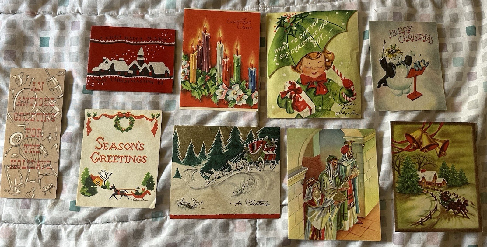 Assortment Of Vintage MCM Christmas Greeting Cards 1940s 1950s Ephemera Used