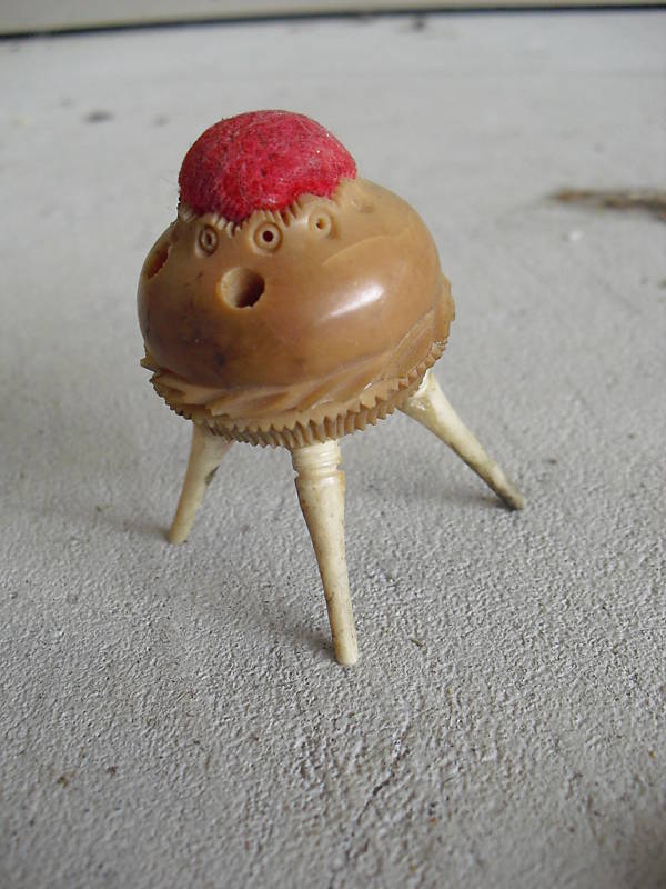 Unique Small Antique Bakelite Pin Cushion Three Legs
