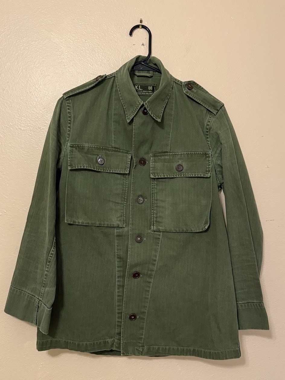 Vintage 1961 Dutch Army HBT Field Jacket KL Neirynck-Holvoet Herringbone 88 Vintage 1961 Dutch Army HBT Field Jacket KL Neirynck-Holvoet Herringbone 88