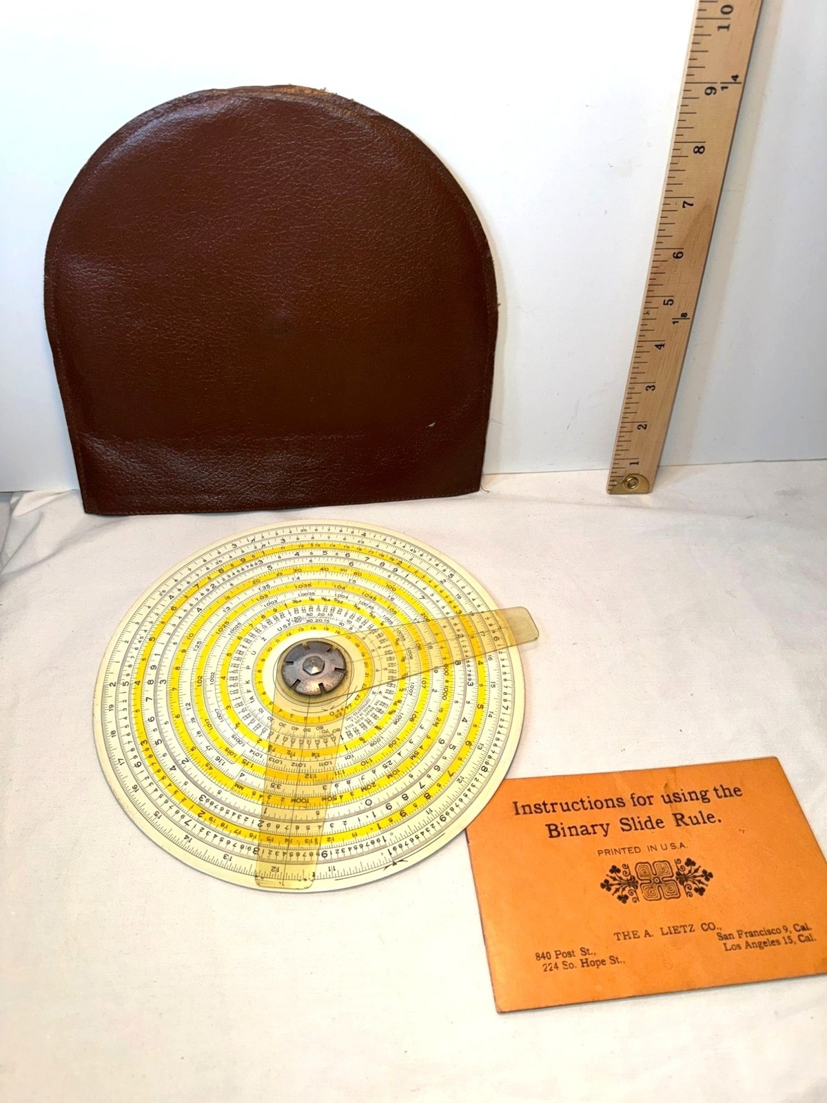 Lietz Circular Binary Slide Rule Calculator Lietz Vintage USA 1931 Brown Case Lietz Circular Binary Slide Rule Calculator Lietz Vintage USA 1931 Brown Case