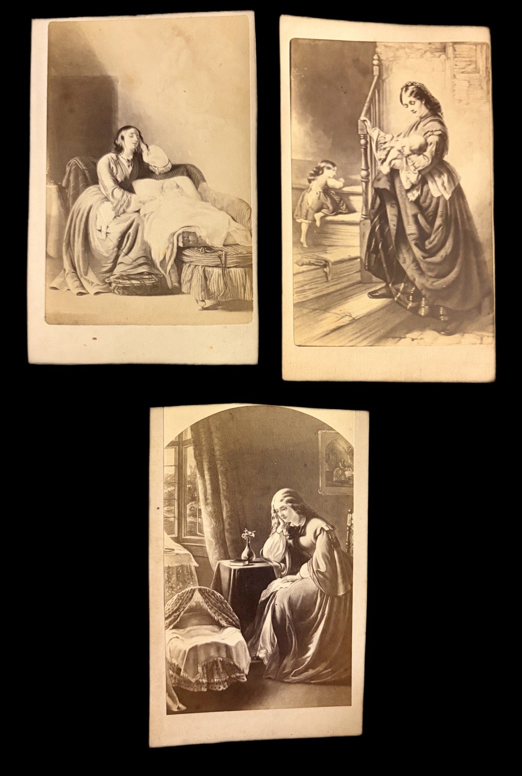 3 Antique Victorian CDV Art Photos ~Motherhood~Babies & Children~c. 1800s 3 Antique Victorian CDV Art Photos ~Motherhood~Babies & Children~c. 1800s