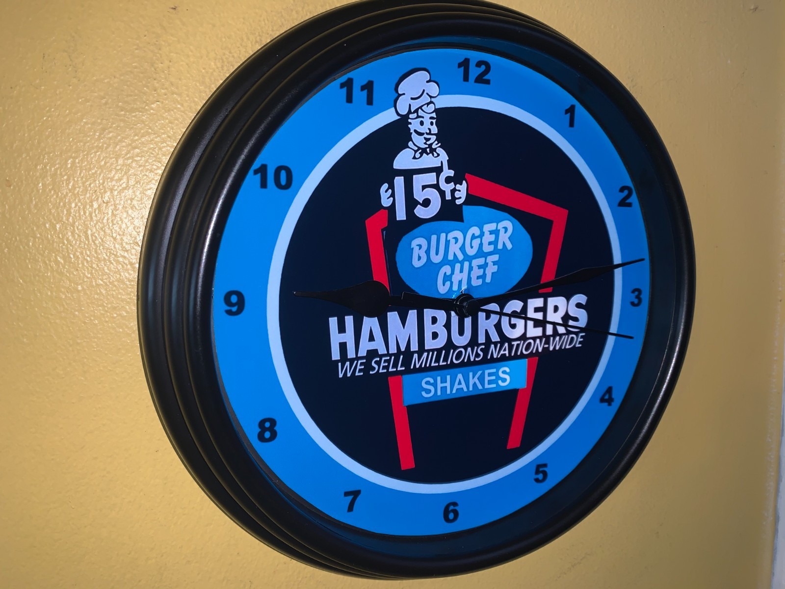 Burger Chef Hamburgers Diner Restaurant Kitchen Man Cave Advertising Clock Sign Burger Chef Hamburgers Diner Restaurant Kitchen Man Cave Advertising Clock Sign