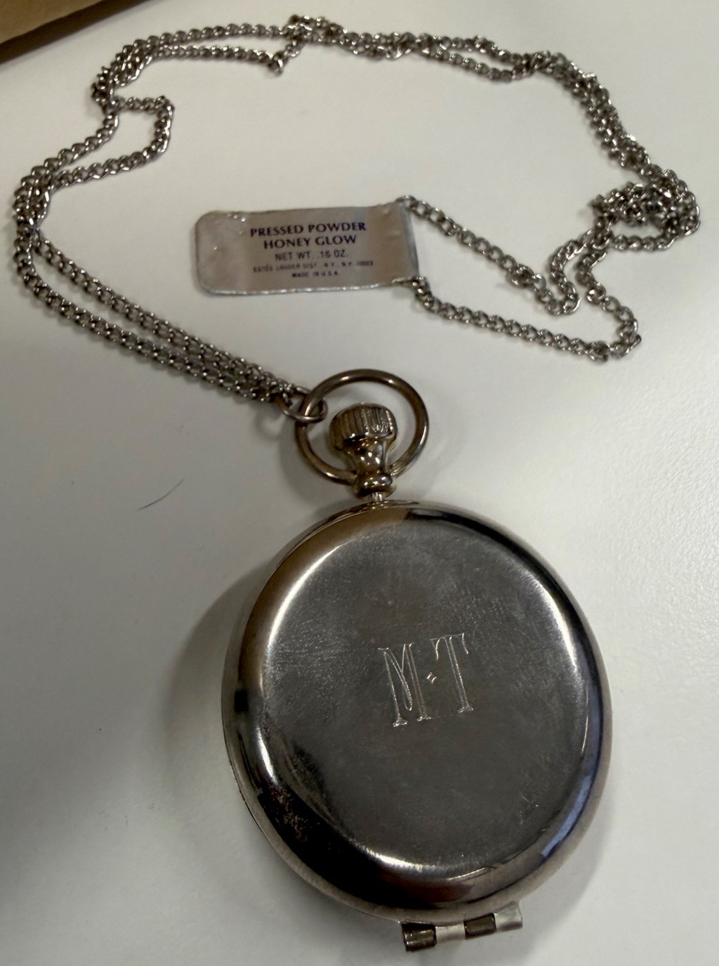 Vintage Estée Lauder Compact Necklace Pendant - Honey Glow - USA - Collectible