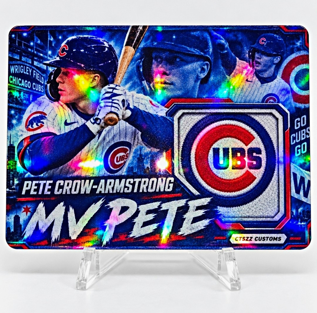 Pete Crow-Armstrong Custom Cubs MVPETE Holographic Baseball Card CTSZZ Customs