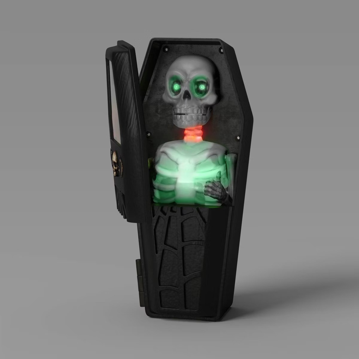 5" Light and Sound Skeleton in Coffin Halloween Decorative Prop Black 5" Light and Sound Skeleton in Coffin Halloween Decorative Prop Black