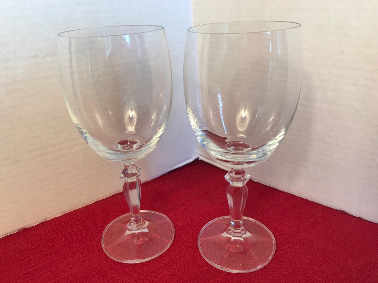 Bohemia Wine glasses 2 Crystalex fine lot 7 3/8 high  12oz 