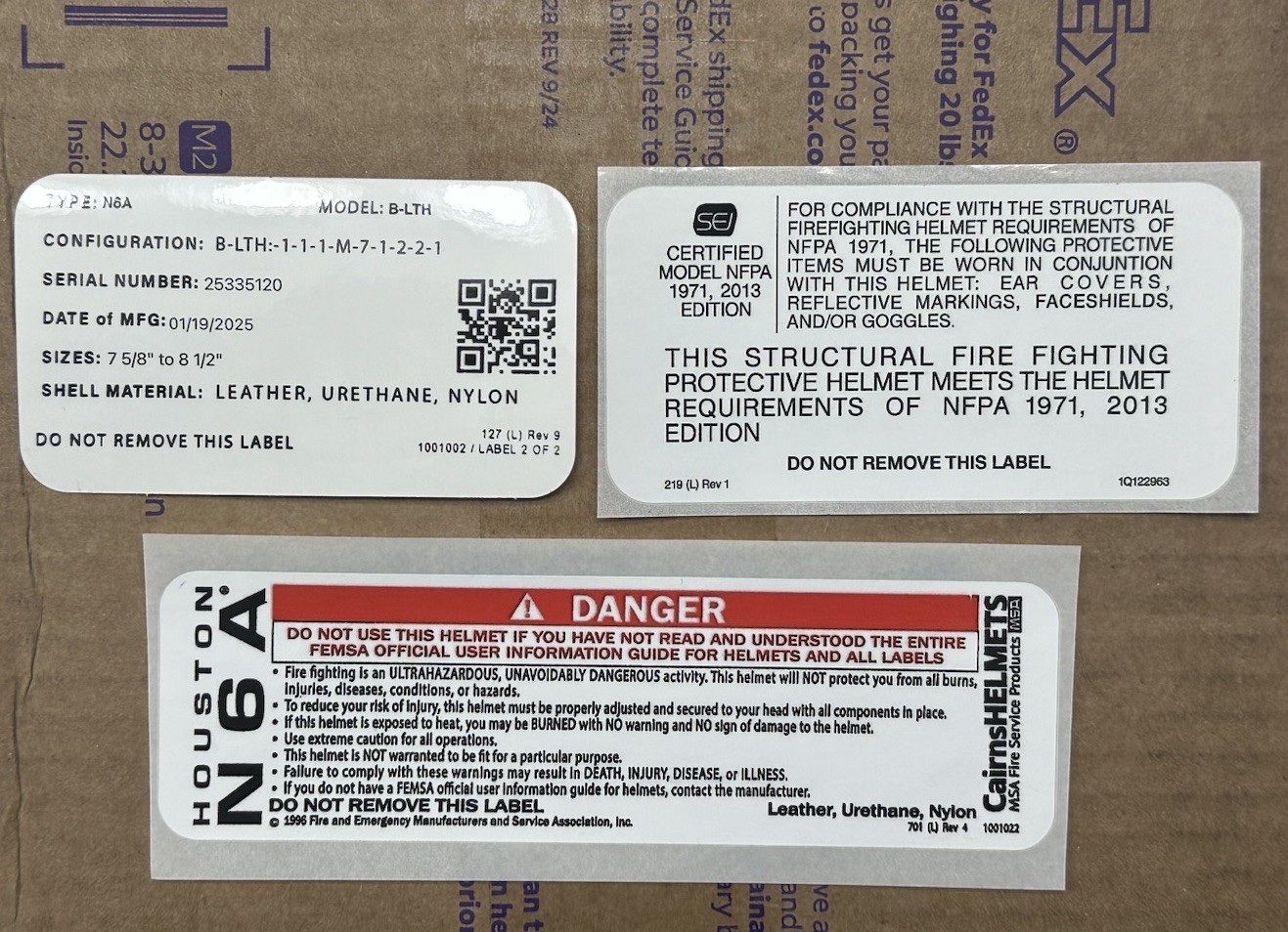 Large Cairns N6A San Houston Labels (presentation Only Large Cairns N6A San Houston Labels (presentation Only