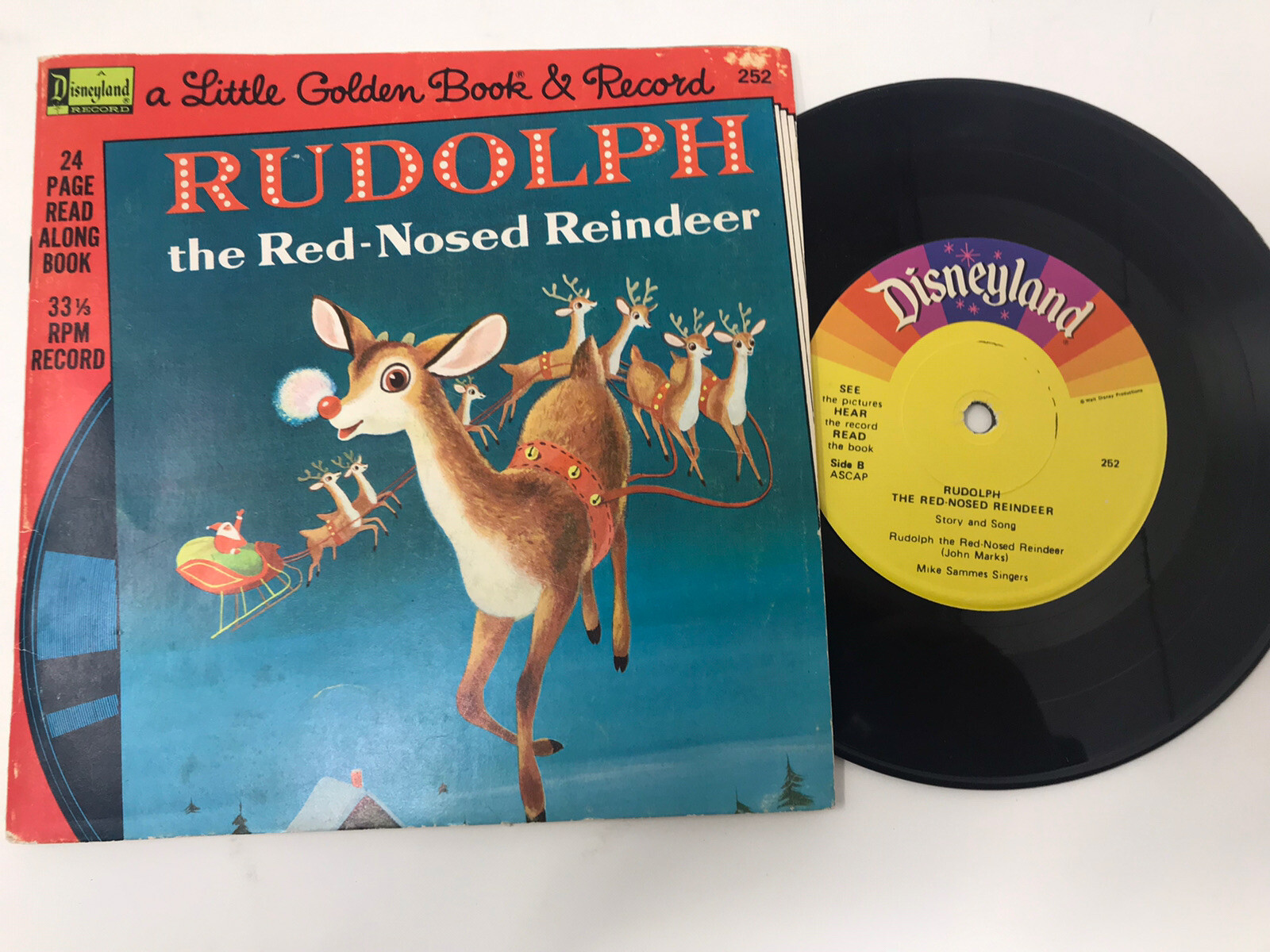 Rudolph The Red-Nosed Reindeer Little Golden Book & Record Disneyland ...