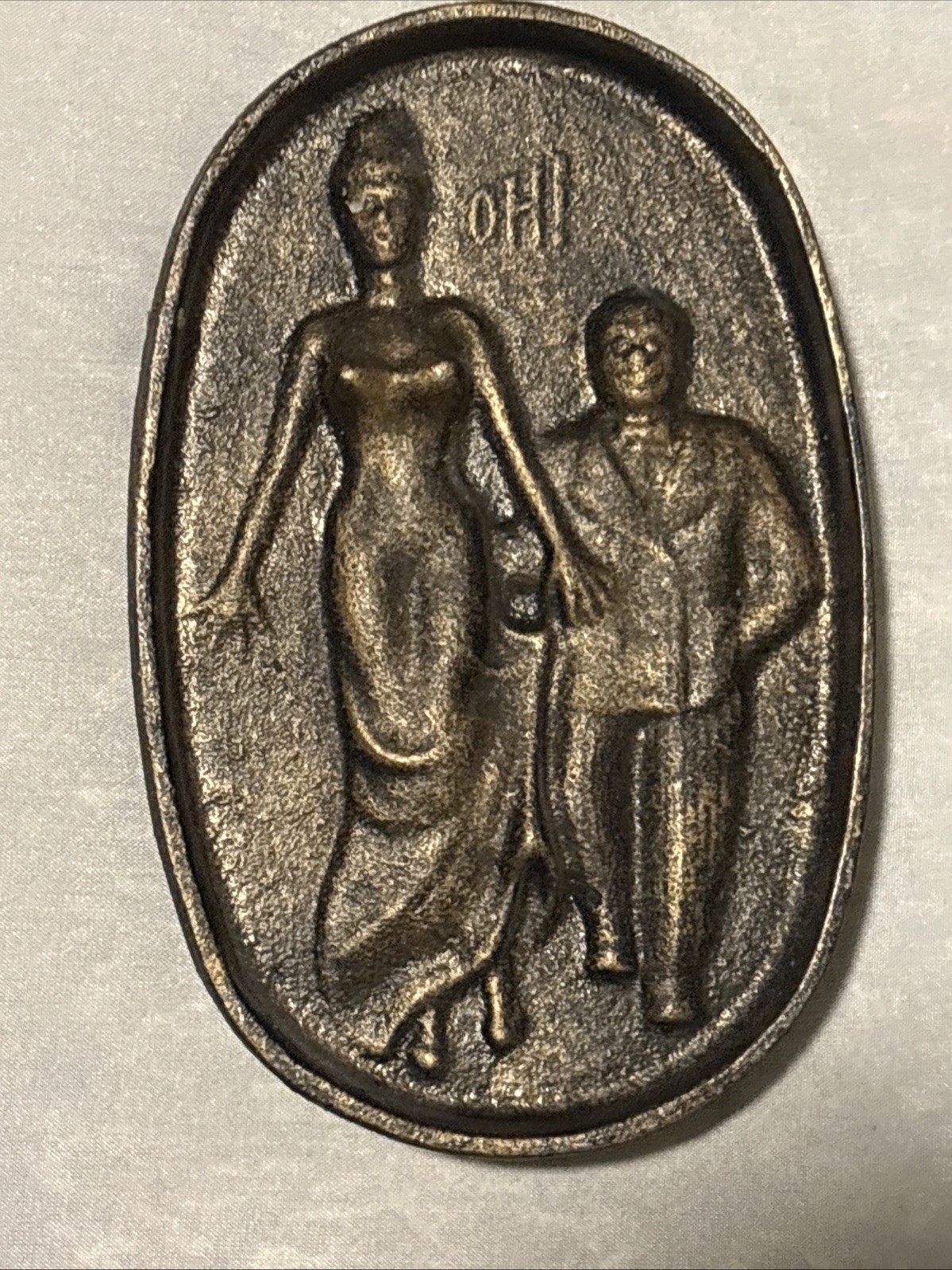 VTG 1950’s Cast Bronze Ashtray Suggestive Man Women Two Sided OH” Novelty Fun VTG 1950’s Cast Bronze Ashtray Suggestive Man Women Two Sided OH” Novelty Fun