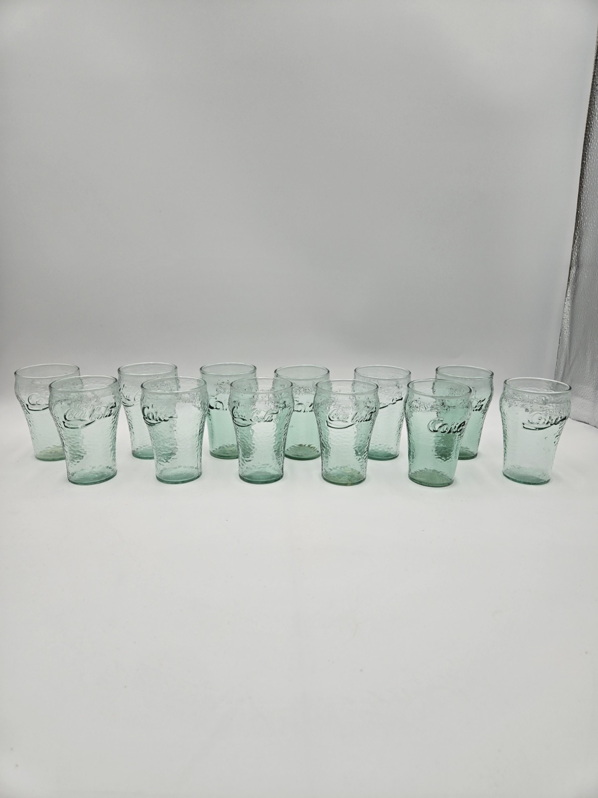 Set of 12 Vintage Coca-Cola Green Dimpled 6 oz Glasses Indiana Glass (A3) Set of 12 Vintage Coca-Cola Green Dimpled 6 oz Glasses Indiana Glass (A3)
