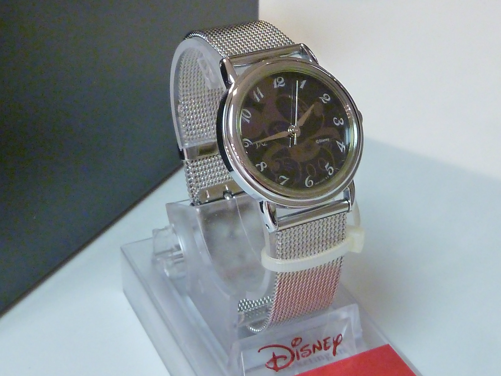 RARE NIB STUNNING JAZ WOMEN'S MICKEY MOUSE WATCH - SILVER MESH BAND - BLACK FACE RARE NIB STUNNING JAZ WOMEN'S MICKEY MOUSE WATCH - SILVER MESH BAND - BLACK FACE