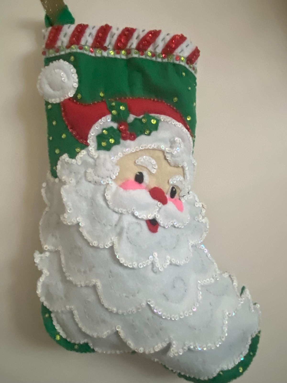 Bucilla 18" JOLLY ST. NICK Felt Christmas Finished Stocking