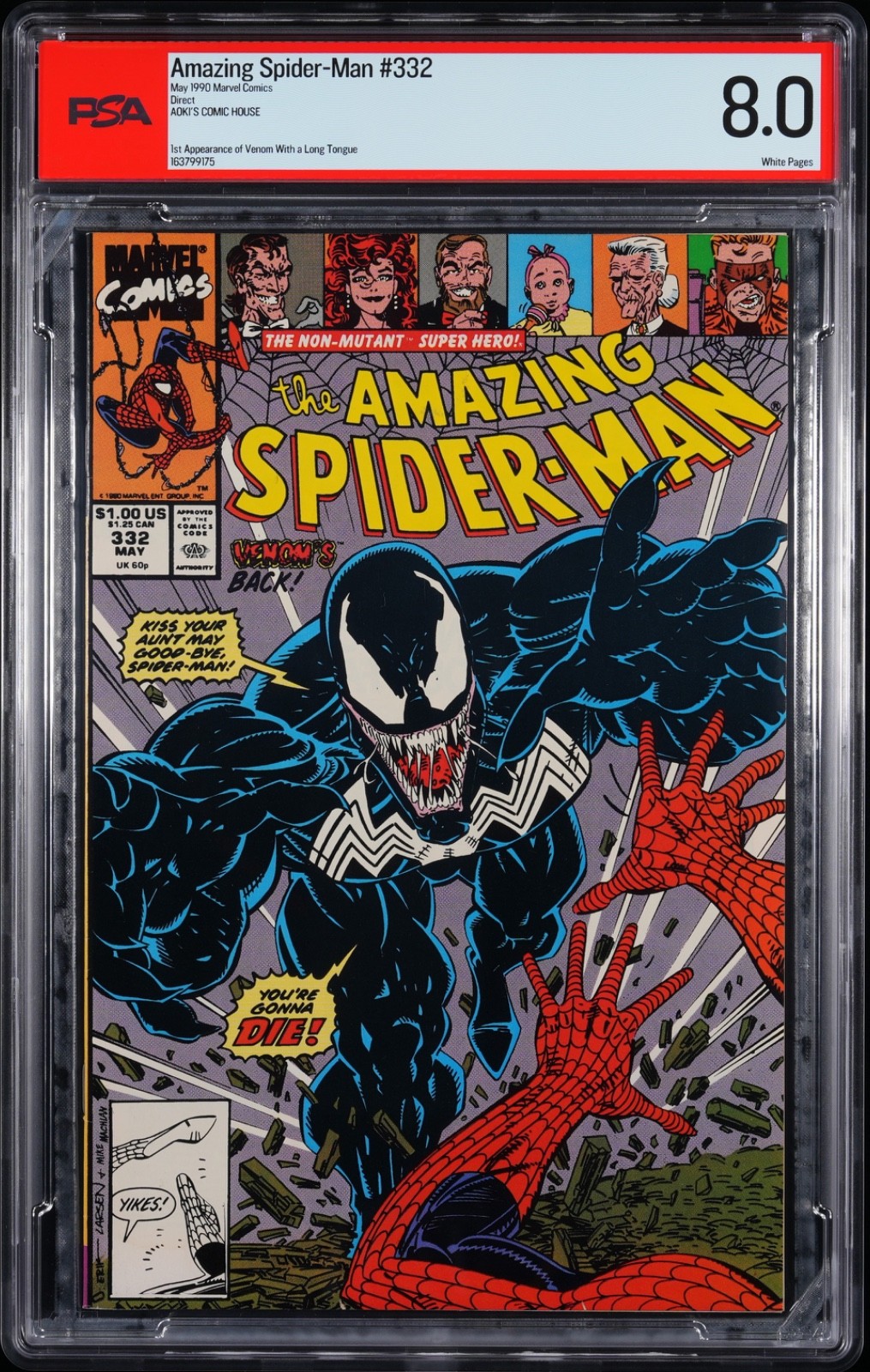 AMAZING SPIDER-MAN #332 PSA 8.0 May 1990 1st app. Venom with a Long Tongue AMAZING SPIDER-MAN #332 PSA 8.0 May 1990 1st app. Venom with a Long Tongue