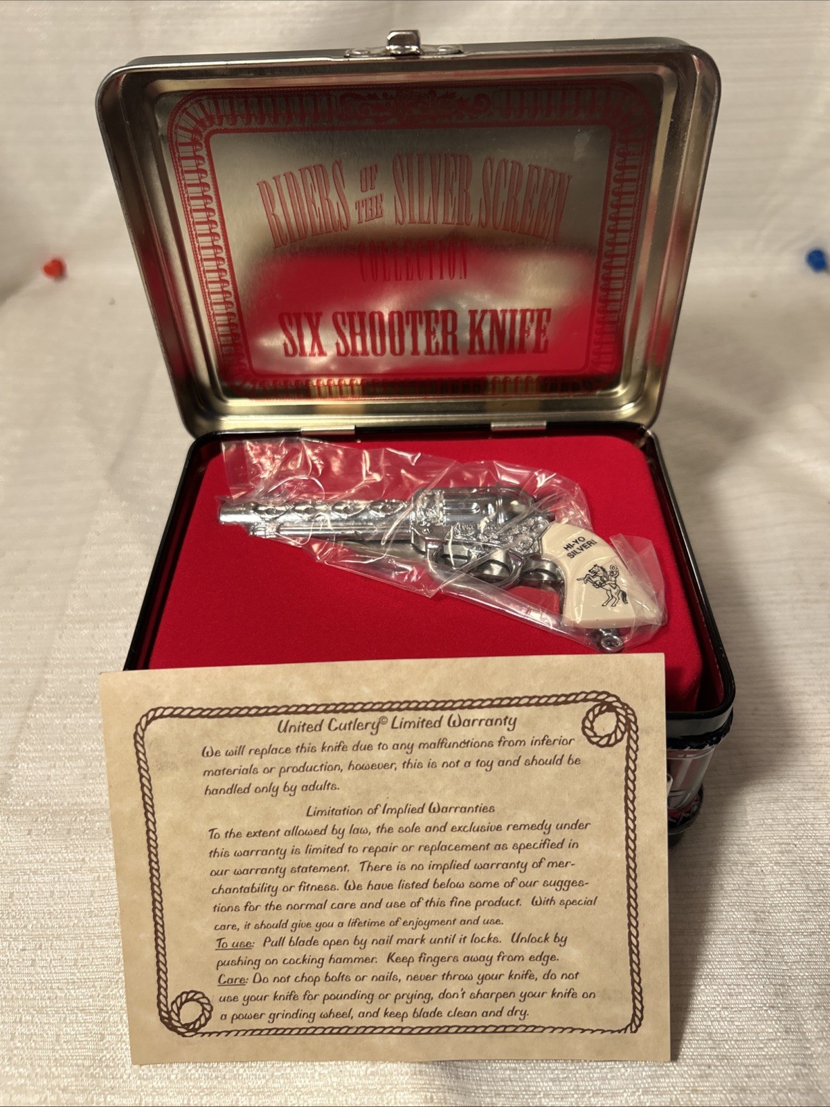 Vintage Six Shooter Knife "Riders of the Silver Screen" Collection Lunchbox Tin