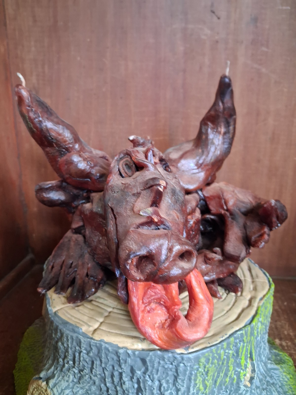 VTG DRAGON ARTISAN SCULPTURE CLAY/WAX CANDLE FANTASY FOLK ART OOAK VTG DRAGON ARTISAN SCULPTURE CLAY/WAX CANDLE FANTASY FOLK ART OOAK