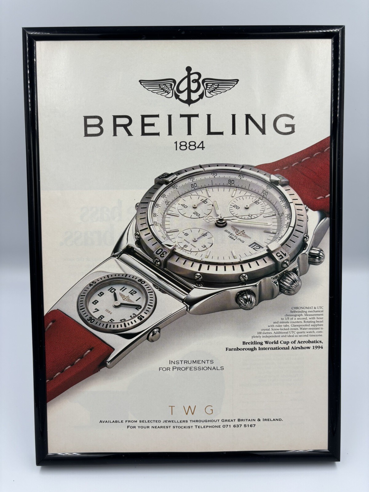 FRAMED Original 1994 Breitling Watch Advert | Man Cave | Wall Art | FRAMED Original 1994 Breitling Watch Advert | Man Cave | Wall Art |