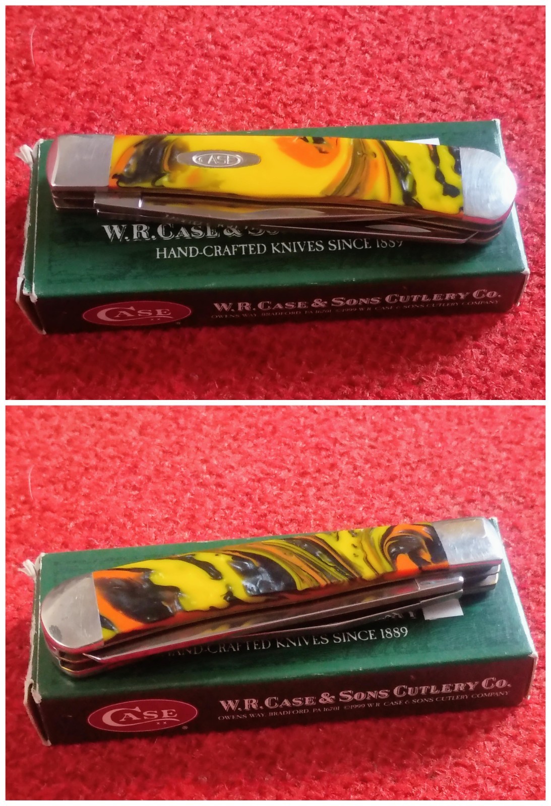 CASE XX Full Size Trapper Two Blade WILD Tequila Sunrise New Old Stock CASE XX Full Size Trapper Two Blade WILD Tequila Sunrise New Old Stock