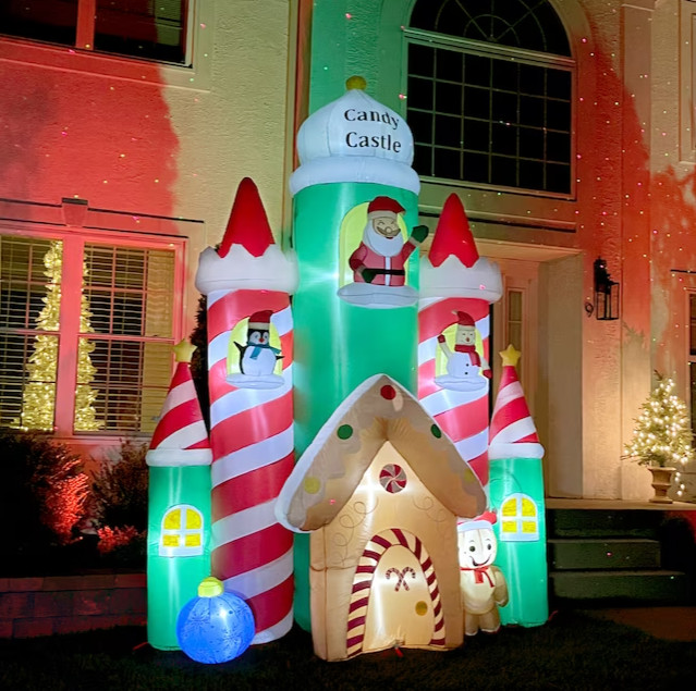 RARE NEW 10 FT TALL CHRISTMAS SANTA CLAUS CANDY CASTLE INFLATABLE BY ...