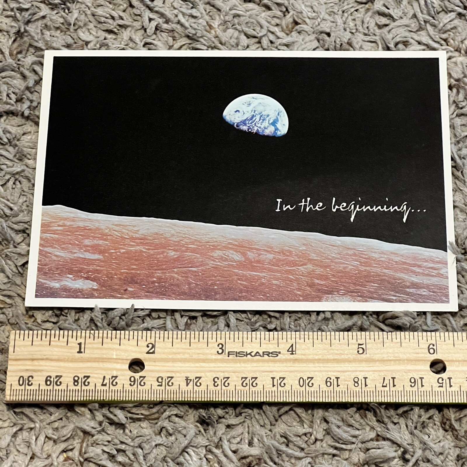 1968 EARTHRISE FROM APOLLO 8 CHRISTMAS EVE IN THE BEGINNING GREETINGS CARD 1968 EARTHRISE FROM APOLLO 8 CHRISTMAS EVE IN THE BEGINNING GREETINGS CARD