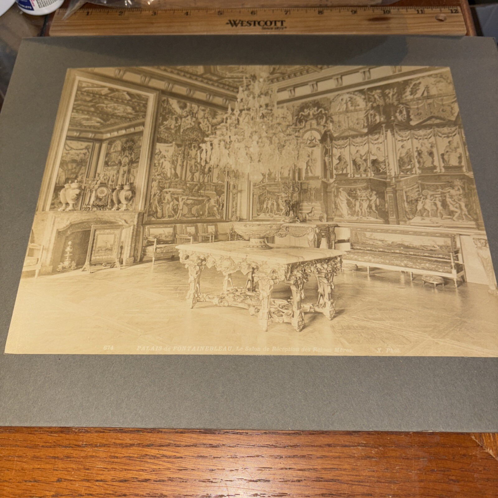Antique Fontainebleau Chateau Interior Salon Mounted French Architecture Photo Antique Fontainebleau Chateau Interior Salon Mounted French Architecture Photo