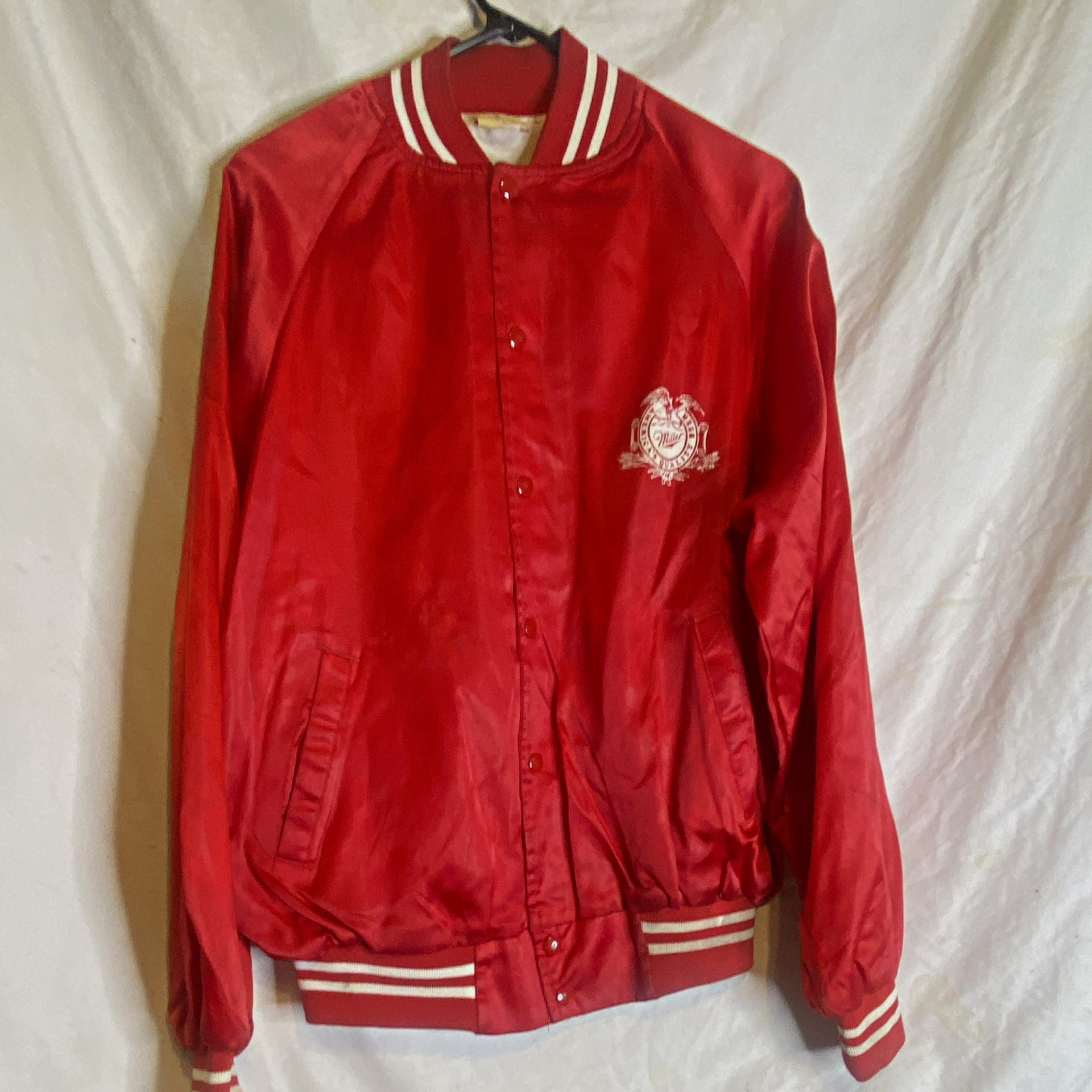 Miller Vintage "Made the American Way" Breweriana Red Satin Jacket Miller Vintage "Made the American Way" Breweriana Red Satin Jacket