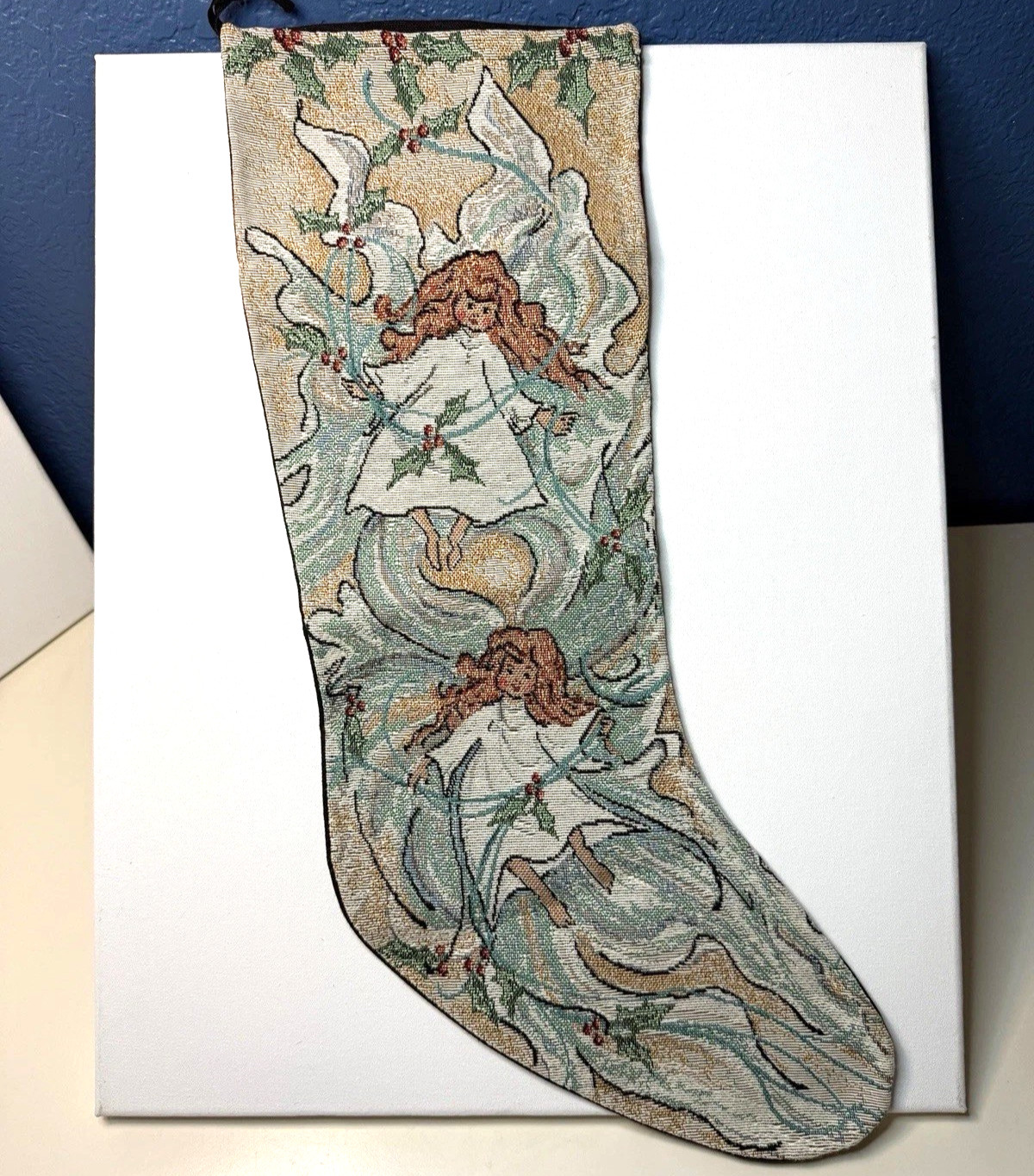 Pat Buckley Moss Christmas Angels Holly Holiday Stocking