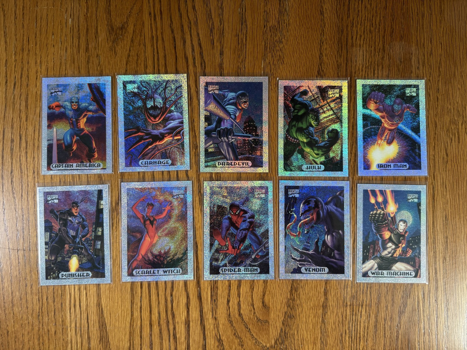 1994 Fleer Marvel Masterpieces Silver Holofoil Complete 10 Card Set Spider-Man