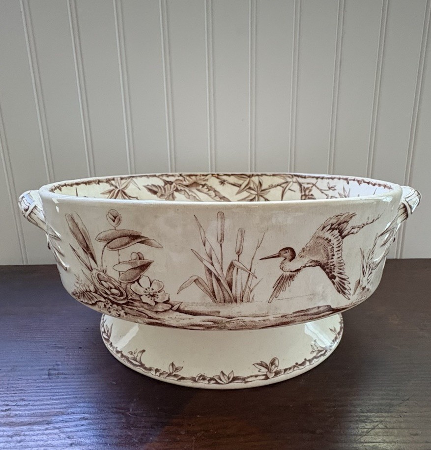Antique Ridgways Brown Aesthetic Transferware Indus Large Footed Serving Dish Antique Ridgways Brown Aesthetic Transferware Indus Large Footed Serving Dish