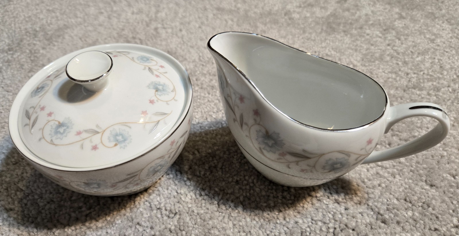 Vintage English Garden Sugar Bowl, Creamer Set Fine China Japan 1221 Vintage English Garden Sugar Bowl, Creamer Set Fine China Japan 1221