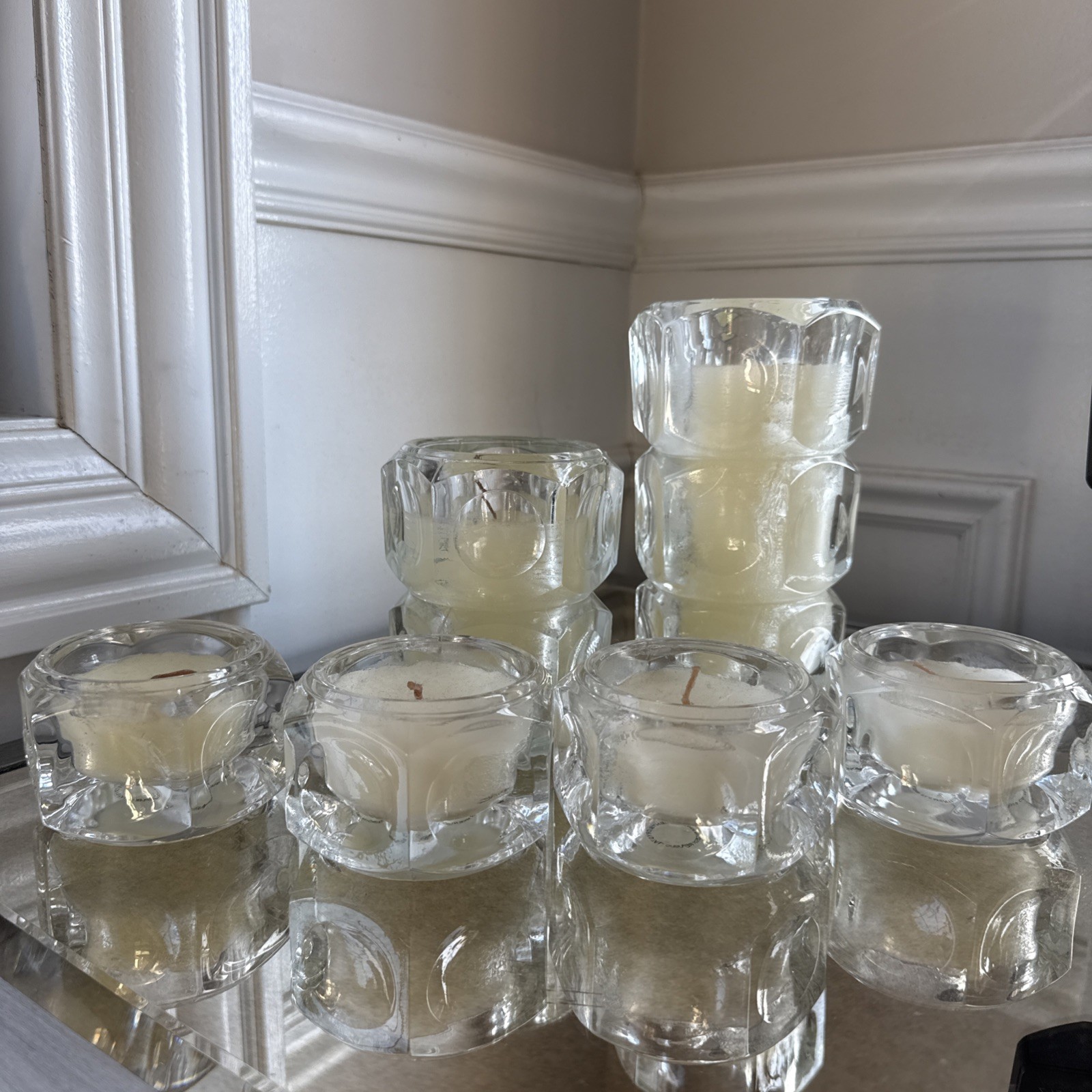 Beautiful Vintage Candle 6 Pc Set By Element Crystal Made In Czech Republic