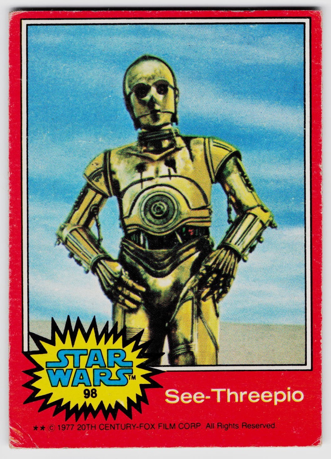 1977 Topps Star Wars #98 See-Threepio Red Series 2 Vintage C-3PO Anthony Daniels