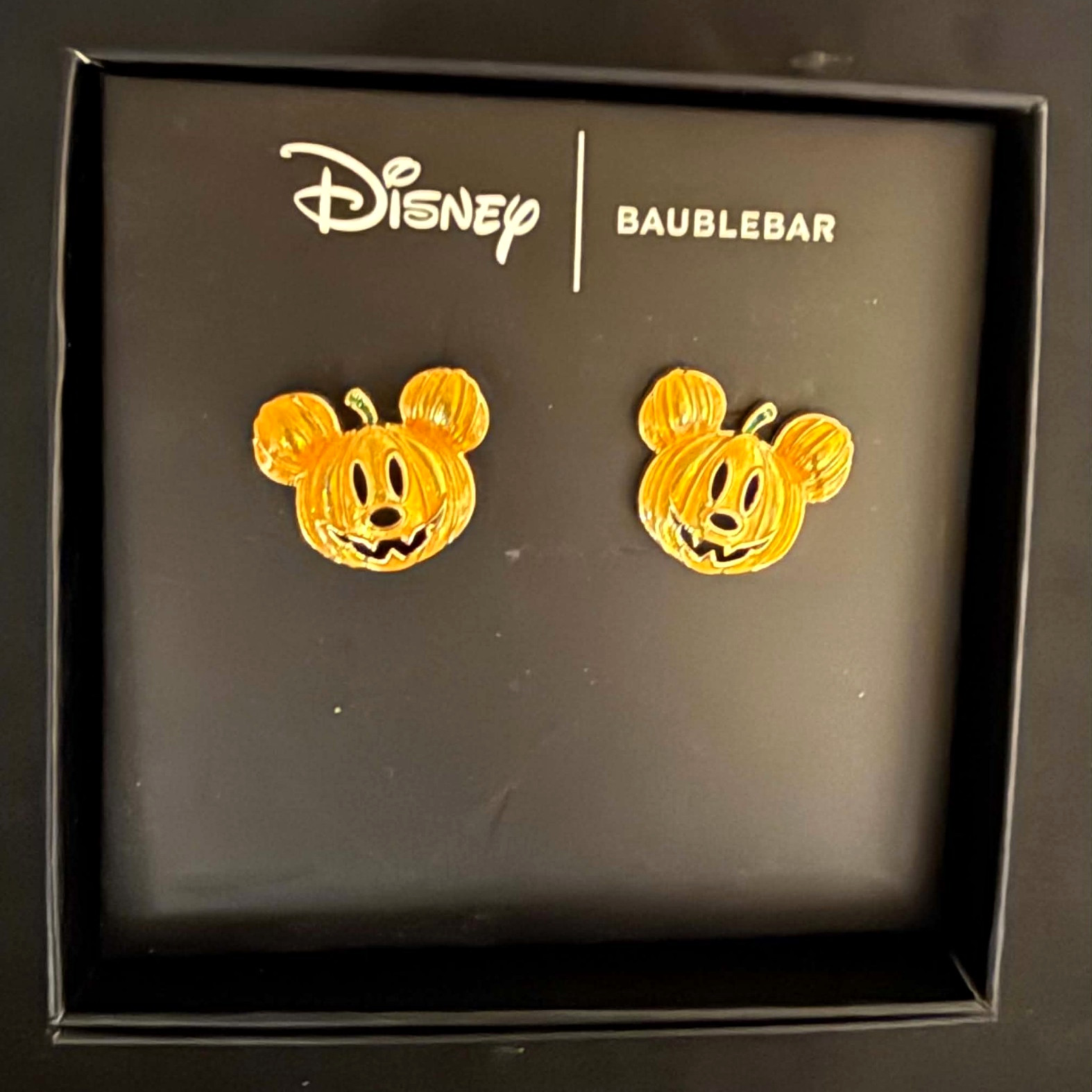 BaubleBar x Disney Mickey Mouse Pumpkin Gold Tone Stud Earrings In Box BaubleBar x Disney Mickey Mouse Pumpkin Gold Tone Stud Earrings In Box
