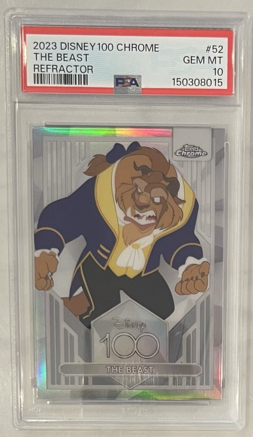 The Beast - 2023 Topps Chrome Disney 100 #52 Refractor PSA 10 The Beast - 2023 Topps Chrome Disney 100 #52 Refractor PSA 10