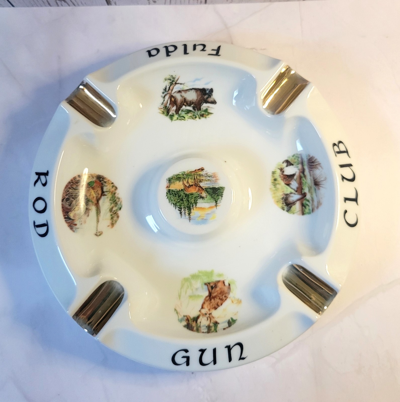 Vintage 1950's Fulda Rod & Gun Club Cigar Ashtray Konigl Pr Tettau West Germany Vintage 1950's Fulda Rod & Gun Club Cigar Ashtray Konigl Pr Tettau West Germany