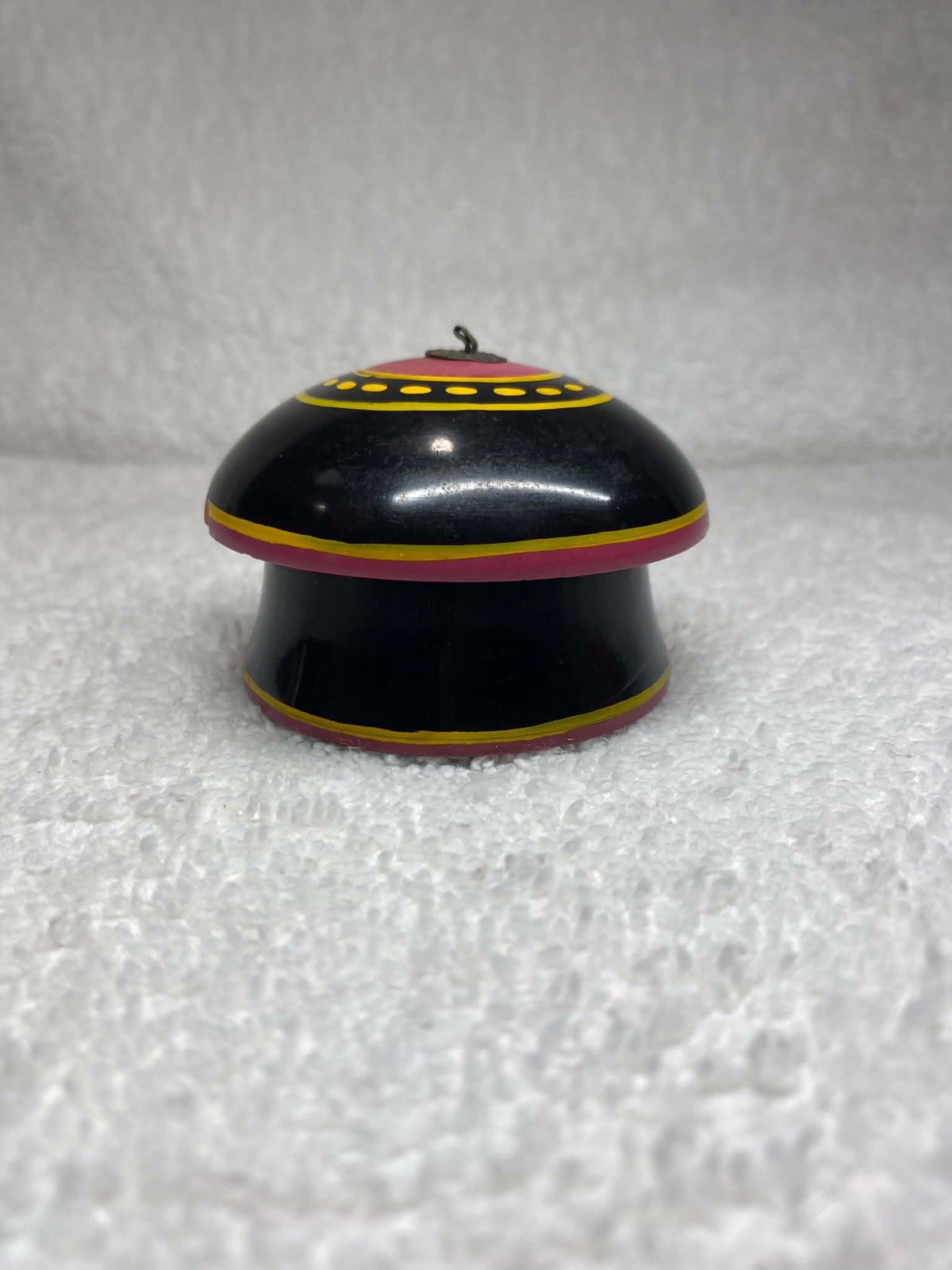 Antique Wooden Kum Kum Powder Tika Box Original Old Lacquer Painted